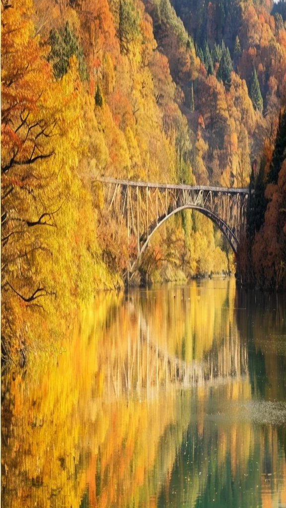 Japanese Landscape、Autumn leaves in Japan、The scenery reflected clearly on the water、Real Stick、Real、4K、8K、High Definition
