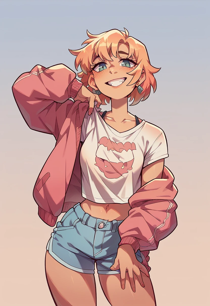 generates a sexy girl, in full clothes, 
