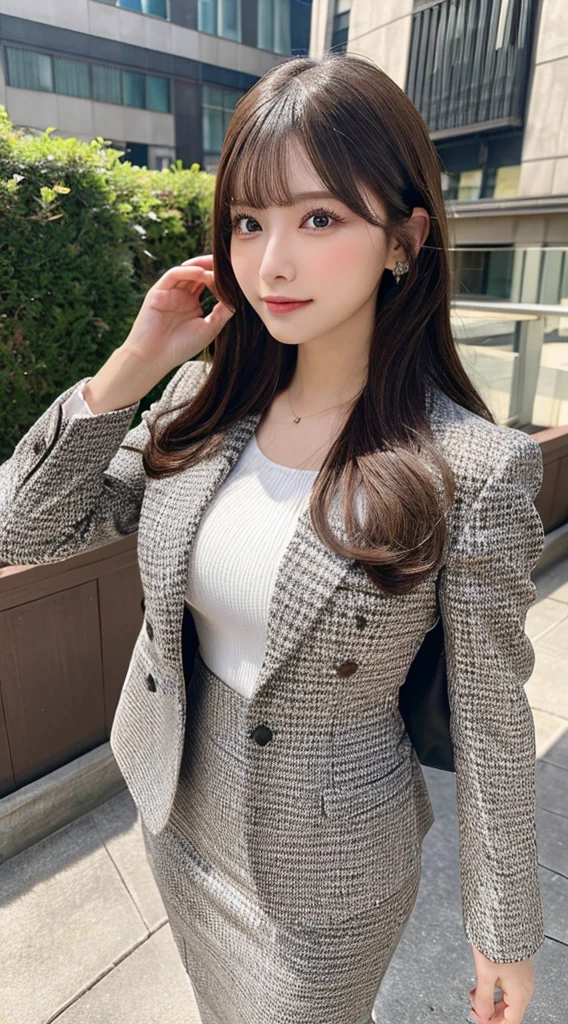 masutepiece, Best Quality, Ultra-detailed, finely detail, hight resolution, in 8K, Perfect dynamic composition, Beautiful detailed eyes, Natural Lip, (Business suits , s Office)、full body Esbian 、Plump　whole body　Gal　valley