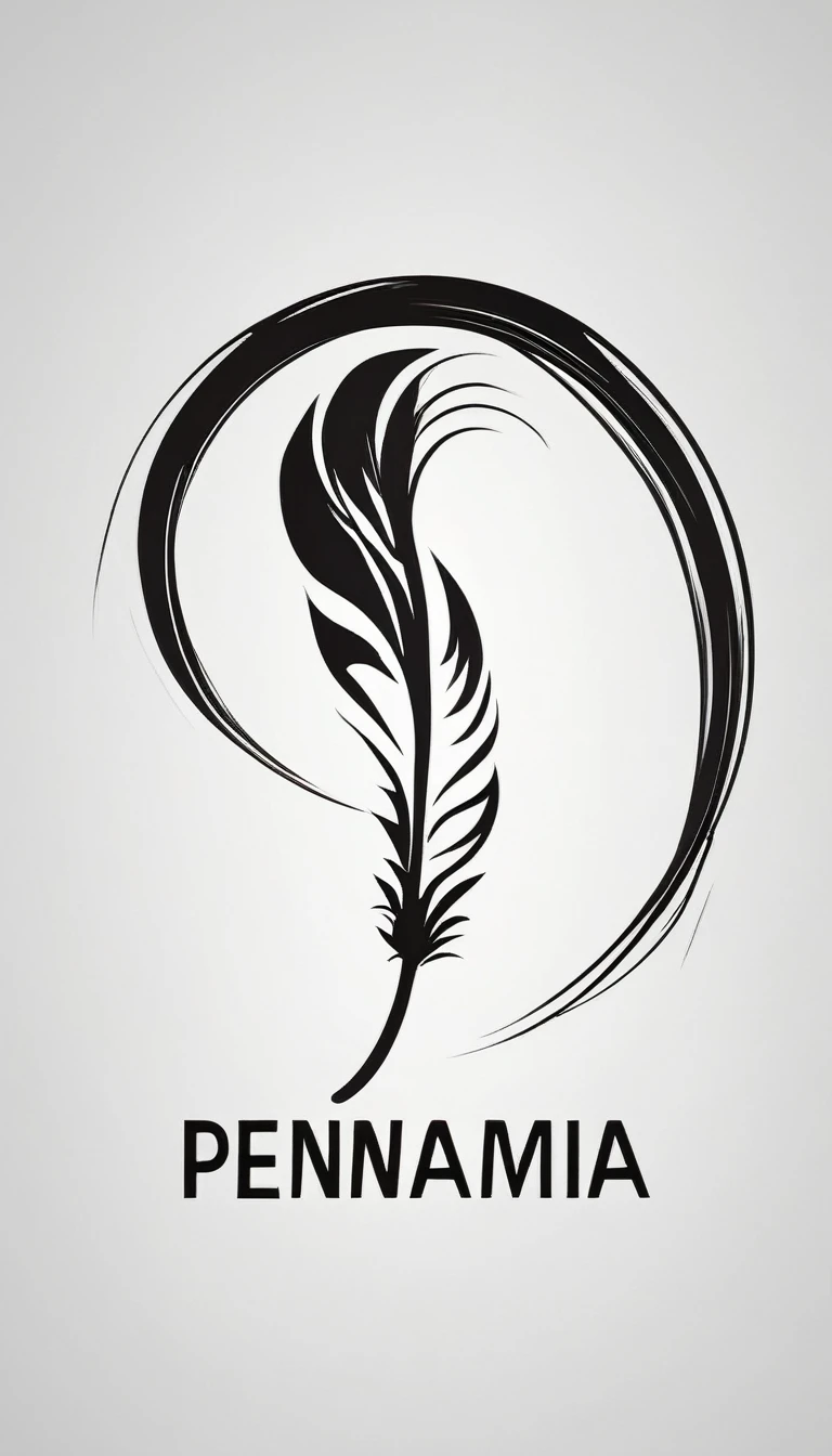 Create a minimal, modern, simple, inspirational, memorable, dream like logo design of a boy and a feather for the brand “Penamemoria".