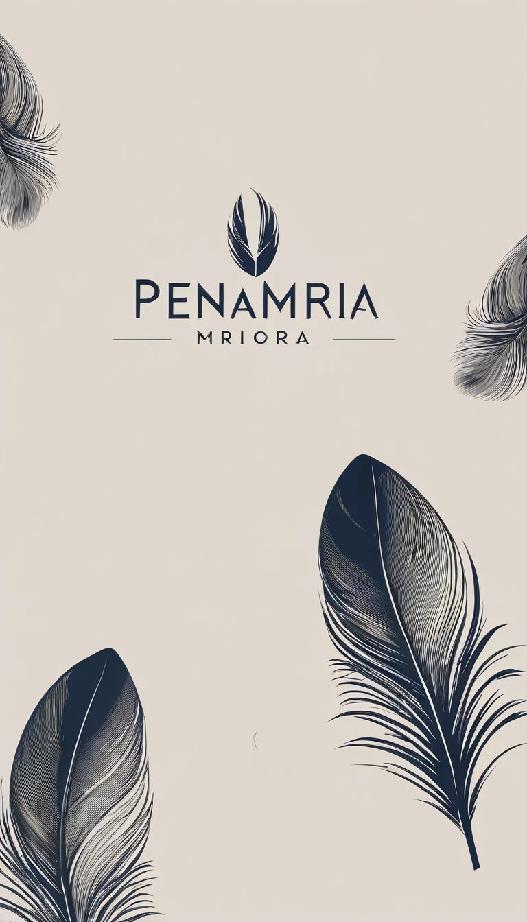 A minimal, modern, simple, cinematic logo design for the brand “Penamemoria". Create a modern, minimalistic, high-quality, logo of a bird feather
