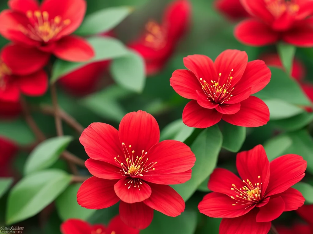 a close up of a red flower with a blurry background, plum blossom, beautiful flower, red blooming flowers, 🌺 cgsociety, red flower, glowing red, beautiful detail, beautiful detail and color, fine details. red, red flowers, vibrant red colors, beautiful!!!!!!!!!, beautiful vibrant colors, beautiful colours, vibrant but dreary red