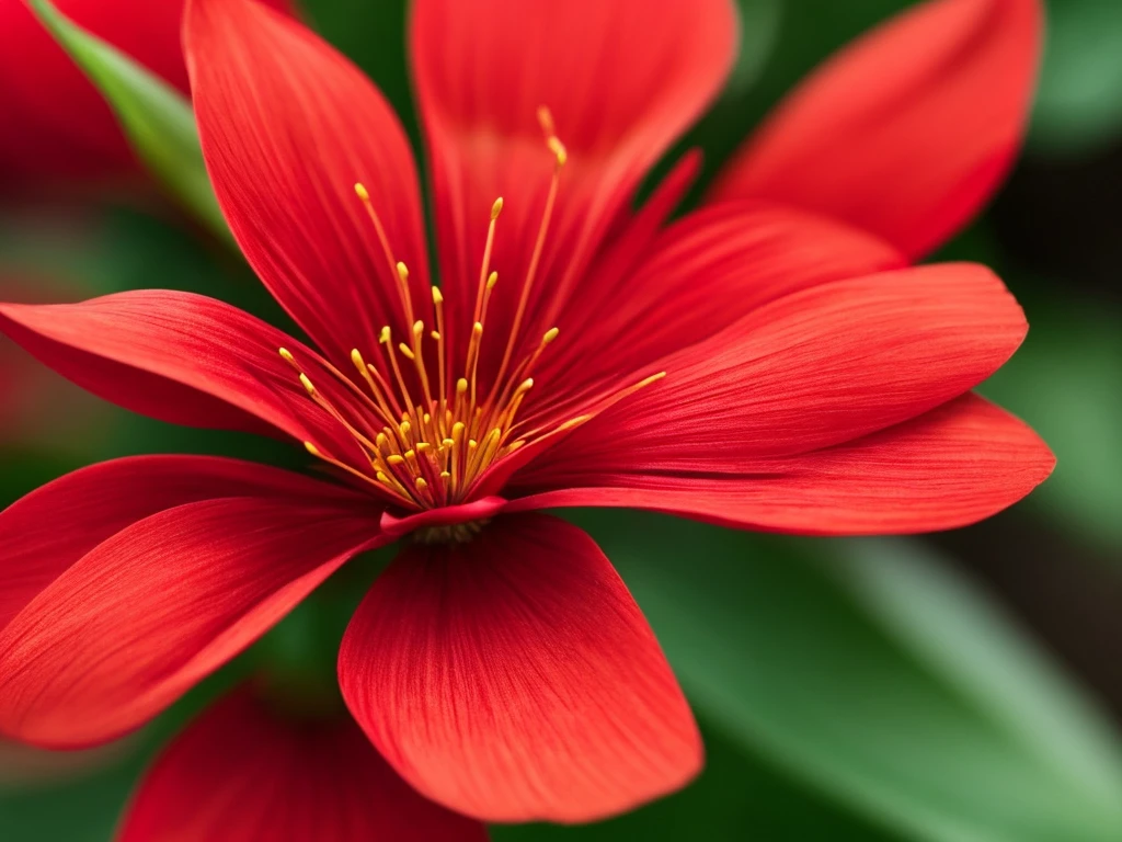 a close up of a red flower with a blurry background, plum blossom, beautiful flower, red blooming flowers, 🌺 cgsociety, red flower, glowing red, beautiful detail, beautiful detail and color, fine details. red, red flowers, vibrant red colors, beautiful!!!!!!!!!, beautiful vibrant colors, beautiful colours, vibrant but dreary red