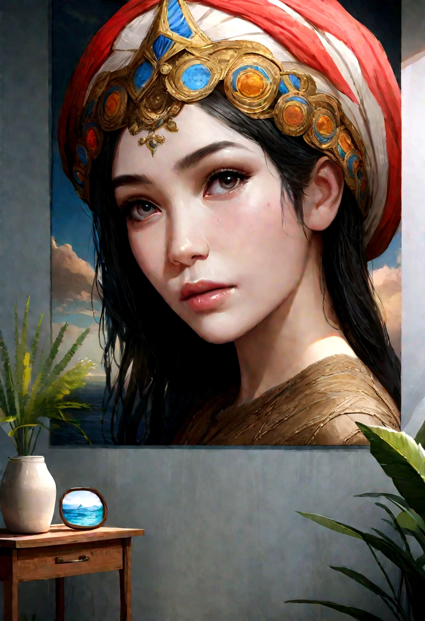 Sky blue sailing boat、(RAW Photos:1.2),Poster,Painting,High resolution,Very detailed,Realistic:1.37,Bright colors,HDR,Studio Lighting,Sharp focus,