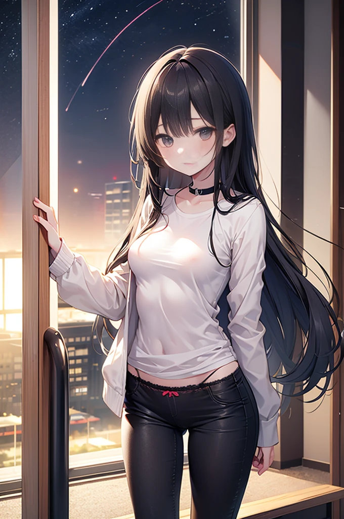 Kindergarteners, Girls under 100cm tall, naked, Small breasts, Patterned cotton panties, Fabric Realism, Black Hair, No jacket, Abandoned school building at night