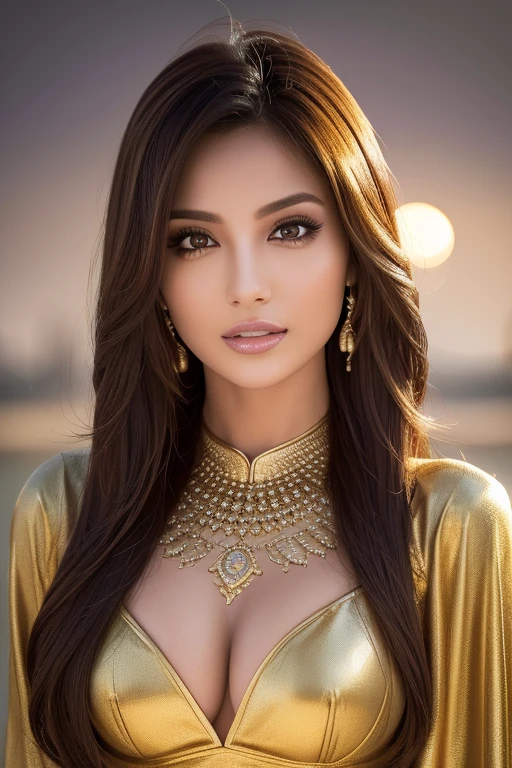 Arabian women make billions from oil:1.5, Dynamic, cinematic photos,(Ultra Realistic, High resolution), (Highly detailed eyes, Highly detailed hair, highly Detailed face, Highly detailed plump lips，Perfect Anatomy),(Highest quality:1.4), (Realistic, photo-Realistic:1.37), Professional photography, Cinematic Light, (Detailed face: 1.2), smile, Waist line, Highly detailed skin,very thin fingers