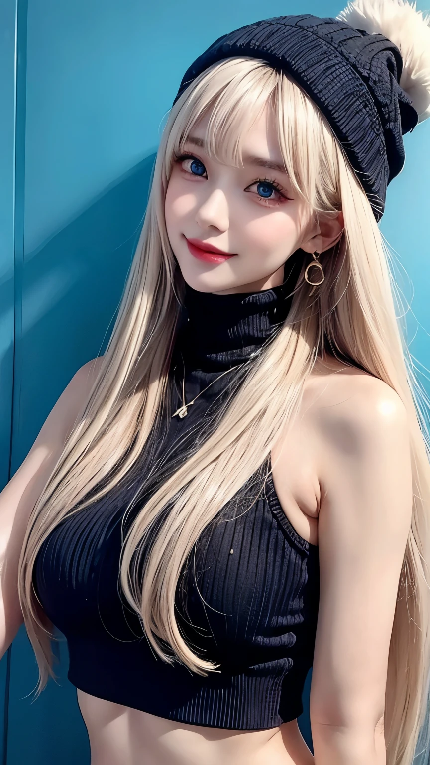 (((forehead、White background、Blonde、Russia、Northern Europe、Upper body close-up)))、Sexy big ,25 year old beautiful girl is sexy and cute & Cute beautiful sexy face, A strong wind blows my hair in front of my face,Beautiful super long metallic blonde straight hair、Beautiful, cute and sexy eyes hidden behind long bangs、Sexy off-the-shoulder、Black ultra short mini skirt、