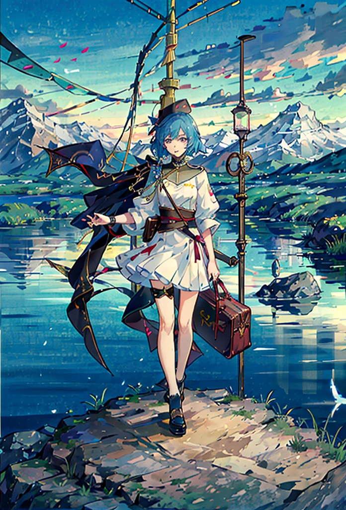 sea background, 4K anime-style, anime wallpaper 4k, 坏蛋动漫8 K, 4k manga wallpaper, young anime man from coastline looking at lighting in background, artwork style de anime de alta qualidade, artwork style, 8K anime art wallpaper, from under the sea