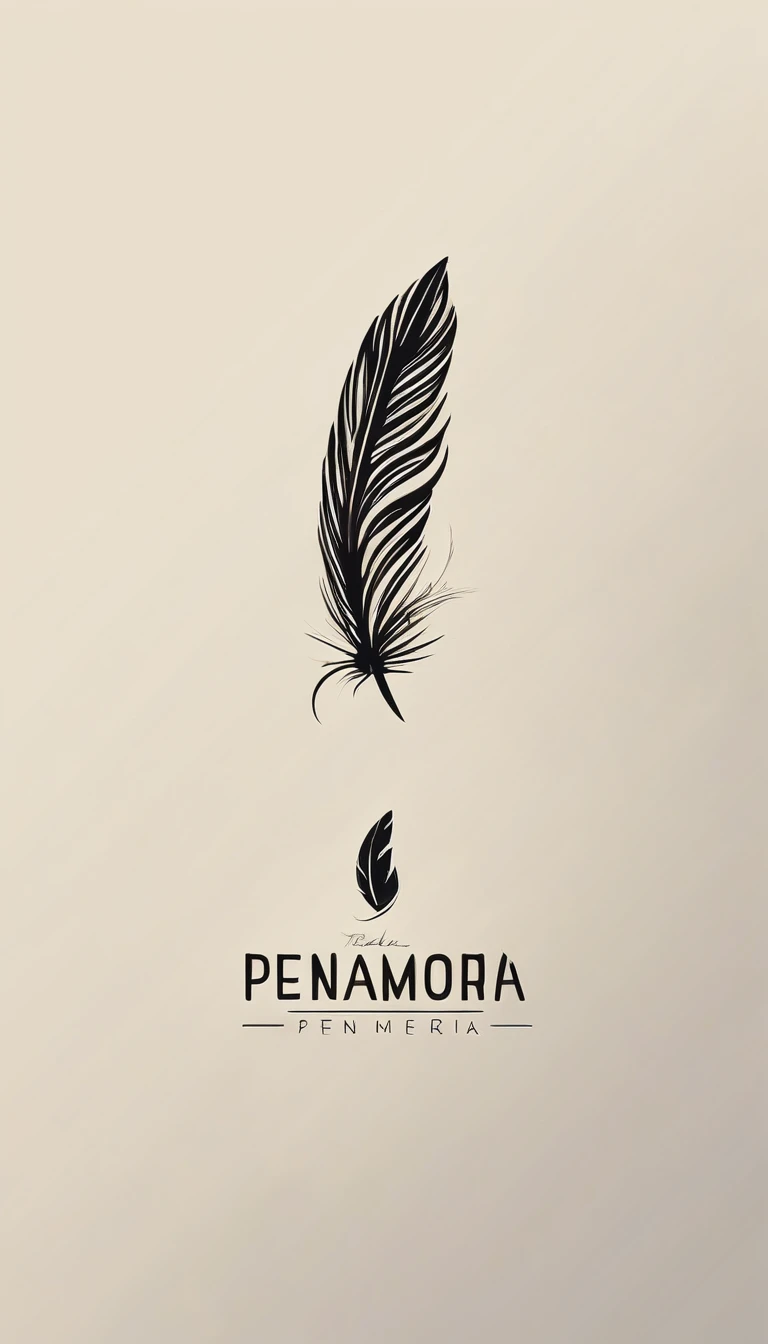 Create a minimal, modern, simple, inspirational, memorable, dream like logo design of a boy and a feather for the brand “Penamemoria".