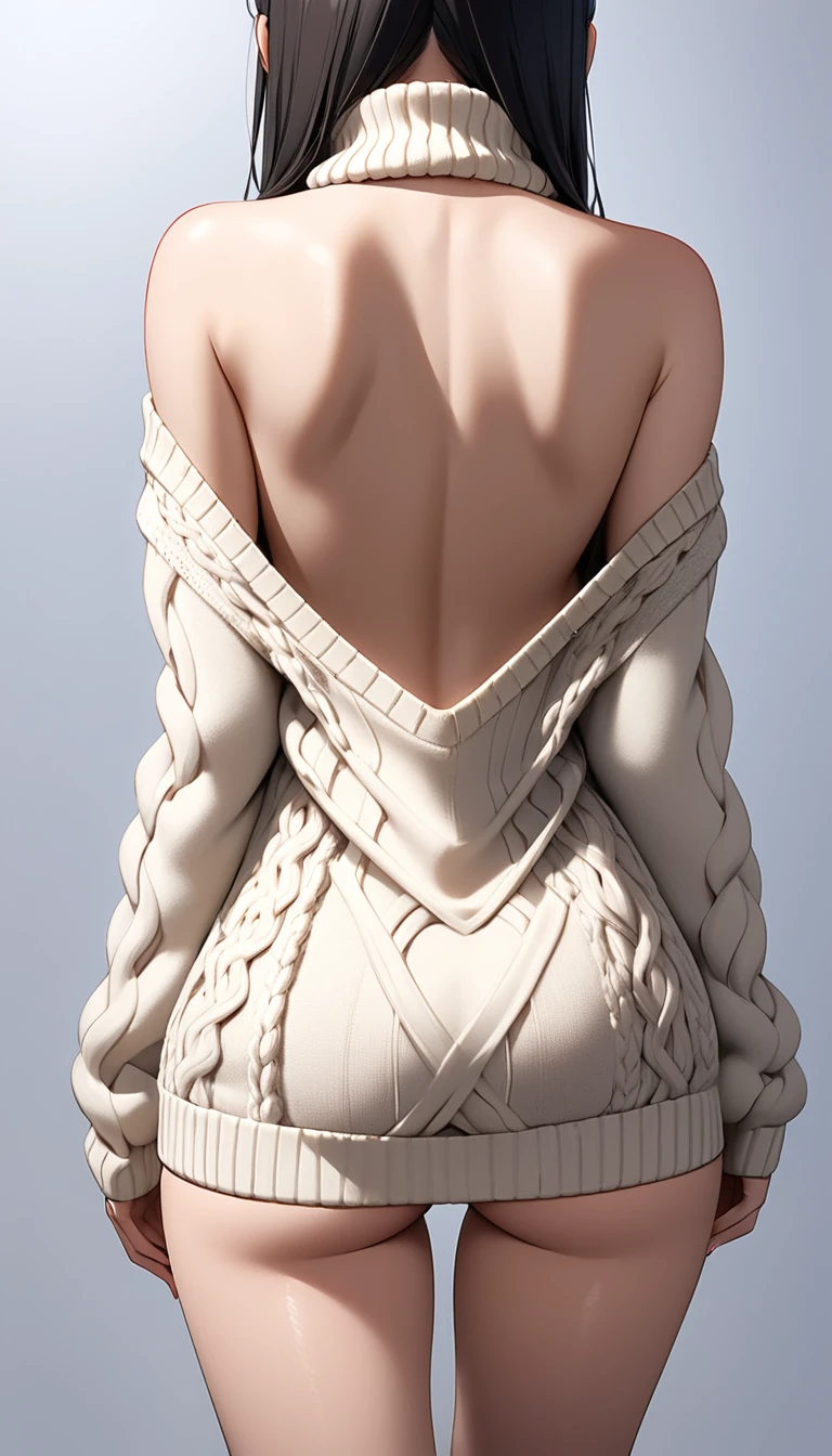 (Highest quality、Masterpiece、Very detailed、8K)、One Woman、18-year-old、Big Breasts、(Virgin-killing sweater)、stand、back