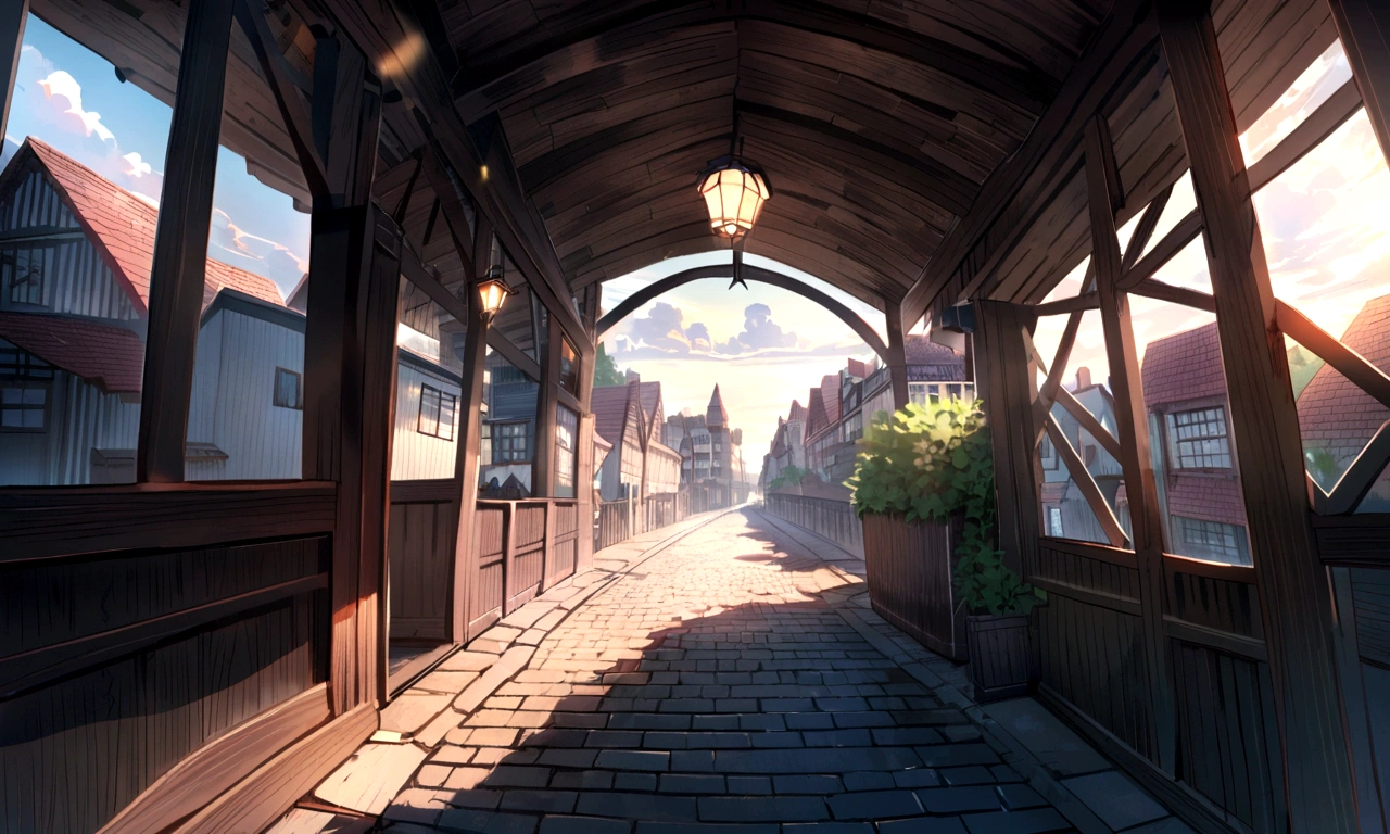 architecture,Houses on the street,Vision,front,Ultra wide-angle lens,road,horizontal,Horizon direction