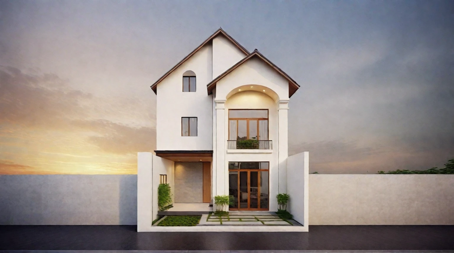 A high-resolution, horizontally framed shot of a minimalist Muji style three-story house exterior. The facade features a combination of water-painted walls, natural wood, and decorative stone elements, creating a harmonious and serene appearance. Large windows allow ample natural light to flood the interior spaces. The design emphasizes simplicity and functionality, with clean lines and a neutral color palette. The house is situated on a quiet street with cars parked in front, and potted plants and greenery enhance the natural aesthetic.
((8k)), high quality detail, soft lighting, minimalist design, neutral color palette, natural materials, clean lines, serene and inviting, modern Japanese aesthetic, flat ceiling, recessed downlights.