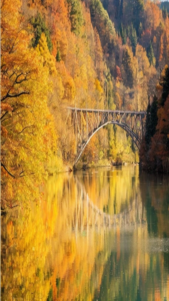 Japanese Landscape、Autumn leaves in Japan、The scenery reflected clearly on the water、Reflection on the water surface like a mirrorReal Stick、Real、4K、8K、High Definition