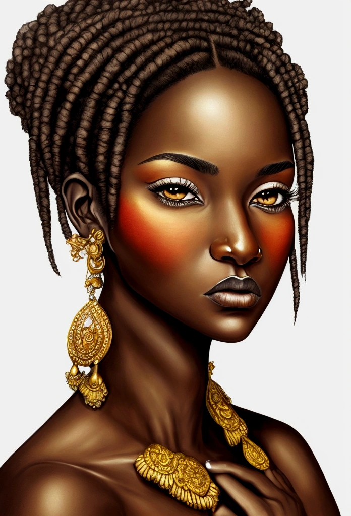 Dark-skinned woman in drawing