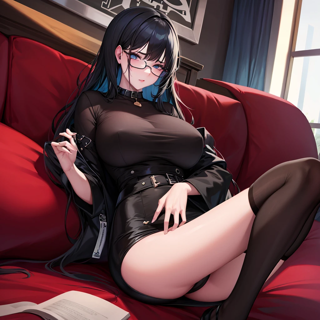 Girl black_hair oculos biblioteca y dick