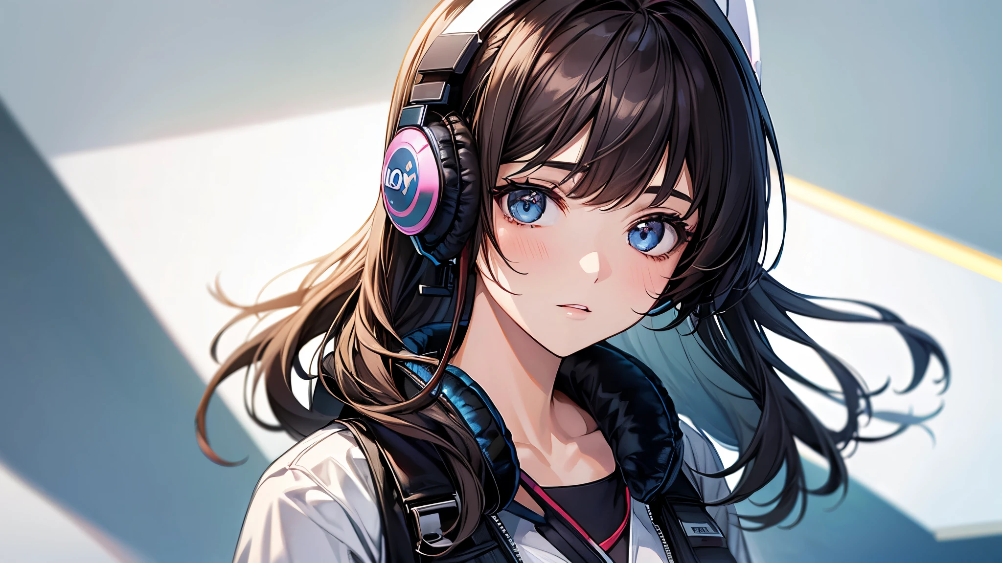 ((Highest quality、High resolution)),(Woman wearing headphones),20-year-old,cute