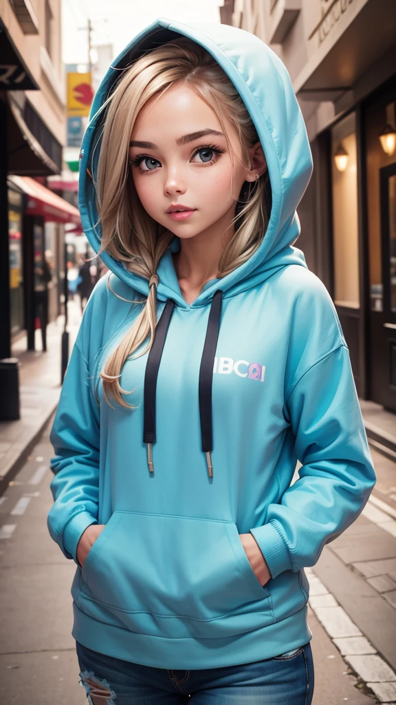 Face cover girl in hoodie figher