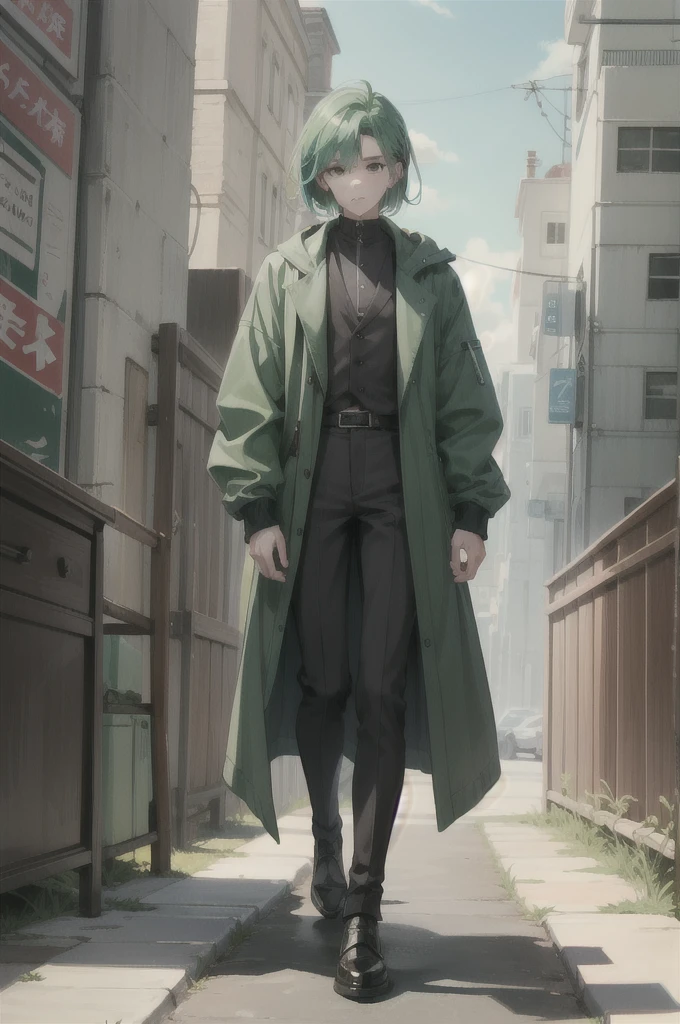 Anime with green hair male full body