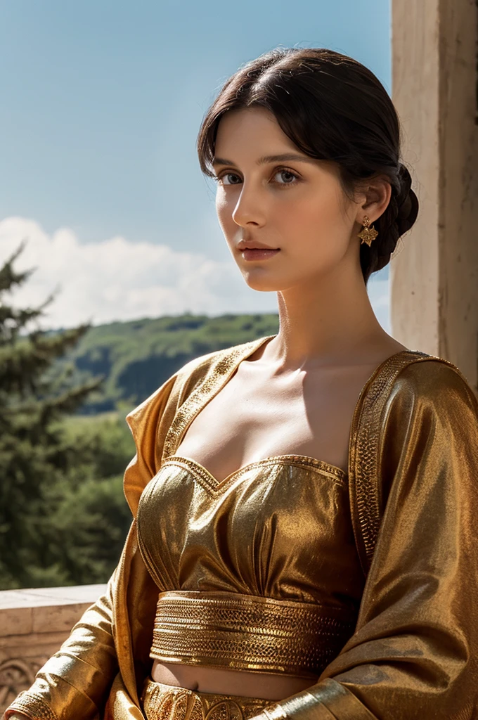 Best quality, masterpiece, ultra high res, (photorealistic:1.4), raw photo, Ancient Roman ruins, landscape in the style of Poussin, A smile,,Sweet and seductive appearance.、Caravaggio's paintings、Chiaroscuro of Caravaggio、Hair disheveled in the wind,Two women frolicking,Cute smile, Expression of ecstasy,A sexy,erotick,she flaunts her curvaceous figure in a stunning bespoke light dress, showcasing her adorable smile and tantalizing cleavage, perfect hands,Soft light and shadow, beautiful detailed eyes, beautiful detailed lips, extremely detailed eyes and face, white and platinum colors scheme, smiling in a confident, gentle smile, beautiful detailed glow, detailed, professional, ultra-detailed, intricate details, full body fashion model.
