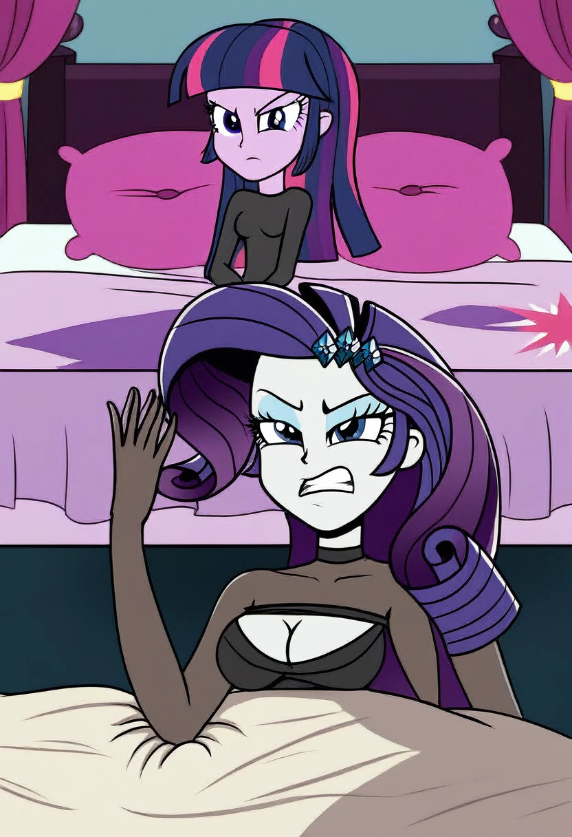 Twilight Sparkle, purple and pink hair, Purple eyes, hairlong, naked body, naked ass, from on the side