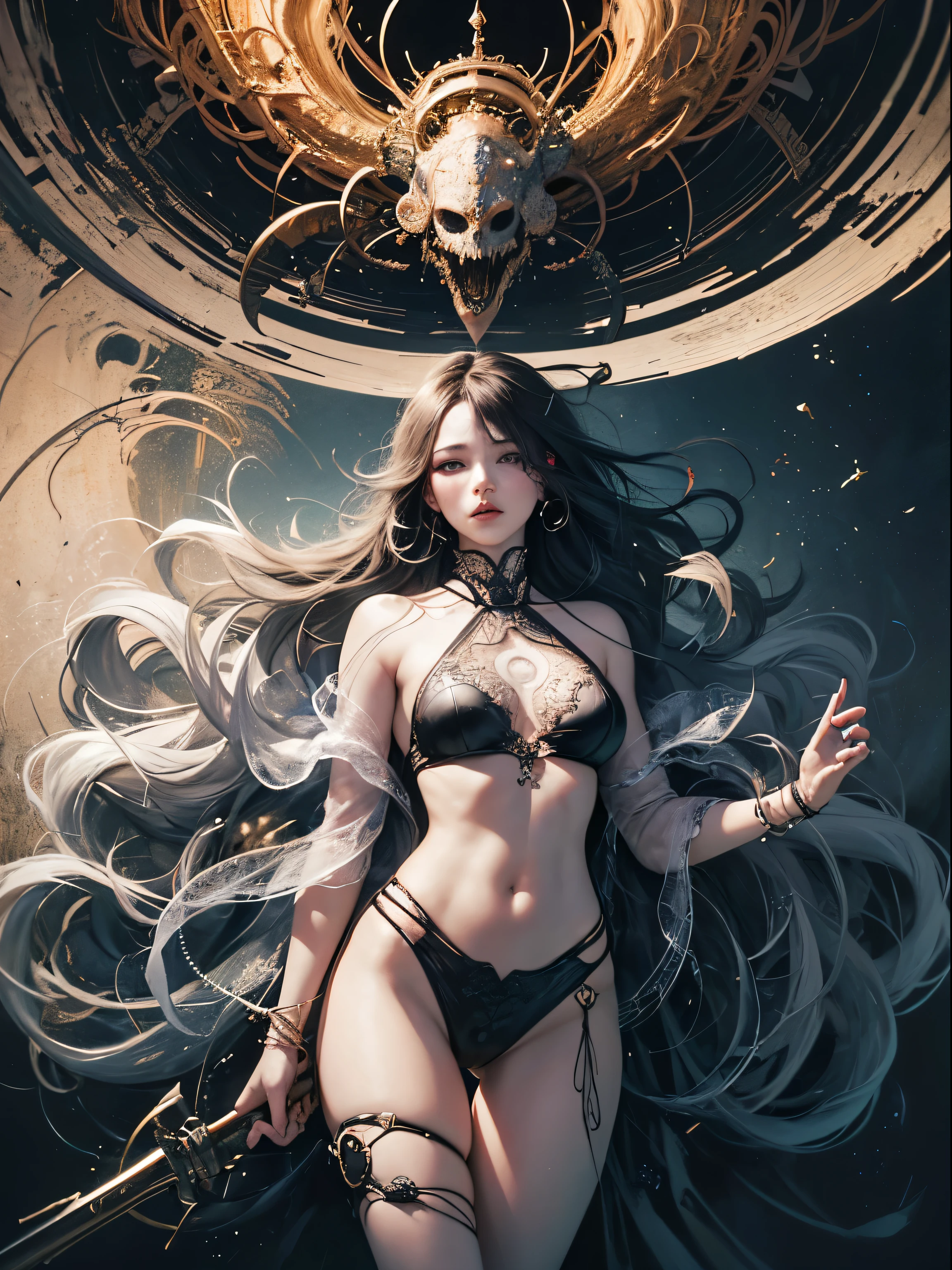 official art, unity 8k wallpaper, ultra detailed, beautiful and aesthetic, masterpiece, best quality, (zentangle, mandala, tangle, entangle), (fractal art:1.3) , 1girl, extremely detailed, dynamic angle, cowboyshot, the most beautiful form of chaos, elegant, a brutalist designed, vivid colours, romanticism, by james jean, roby dwi antono, ross tran, francis bacon, michal mraz, adrian ghenie, petra cortright, gerhard richter, takato yamamoto, ashley wood, atmospheric, ecstasy of musical notes, streaming musical notes visible