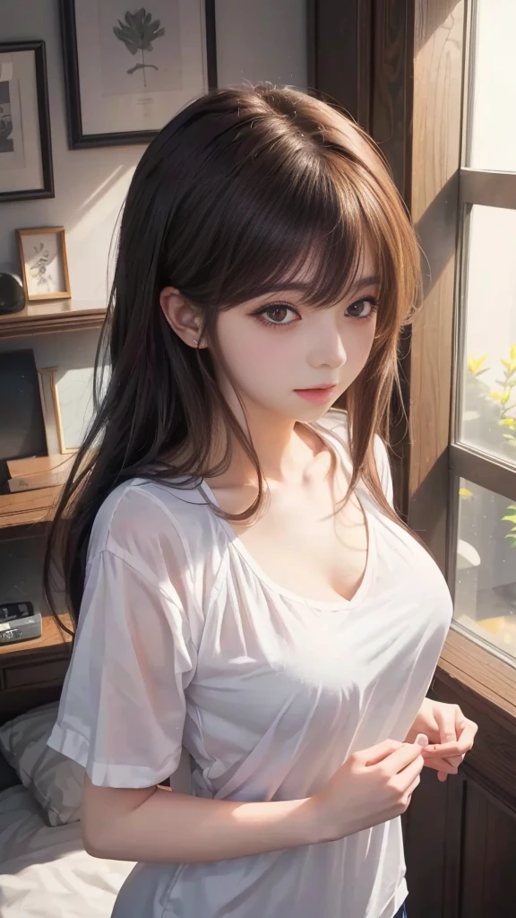 Anime girl with long hair standing in front of the window, Enchanting anime girl, Anime Girl Portrait, Smooth anime CG art, Beautiful Anime Girls, Detailed digital anime art, Attractive anime girl, Painted in an anime artist&#39;s studio, Beautiful anime portraits, [ 4k digital art ]!!, Realistic anime art style, Anime Style 4k, Cute Anime Girl, Digital anime illustration