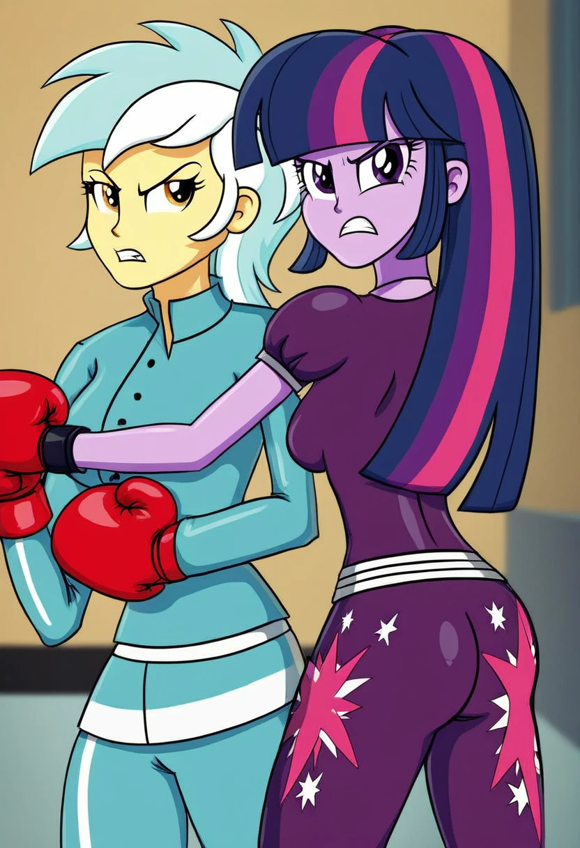 Eqg Twilight sparkle bodystocking boxing angry lyra in ring