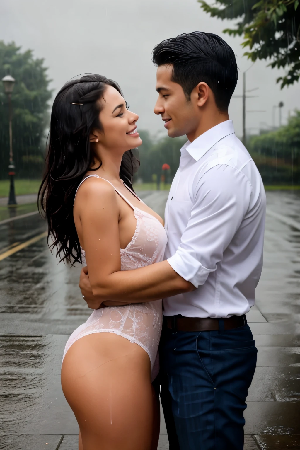 couple making love in the rain