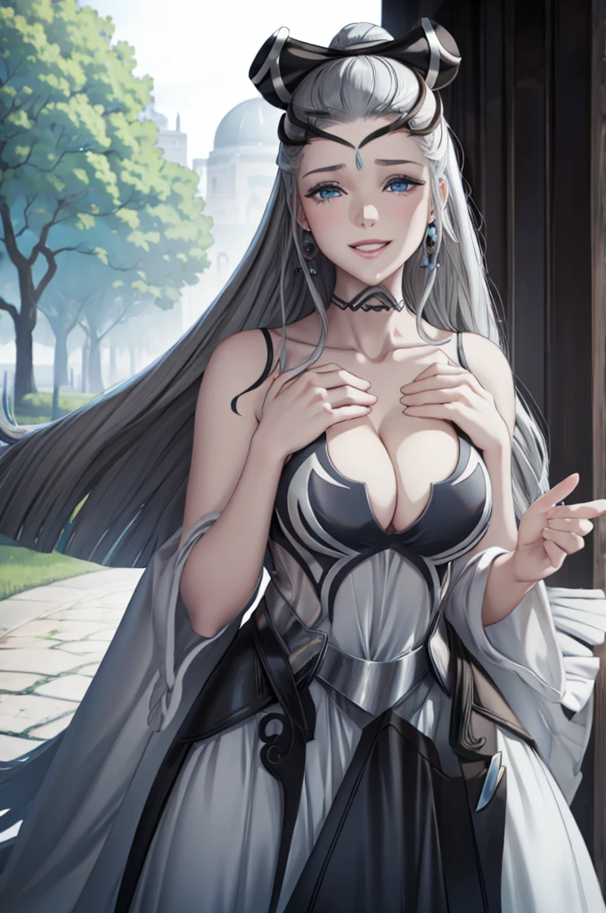 Nudes Eir a gray haired blue eyed woman smiling standing white