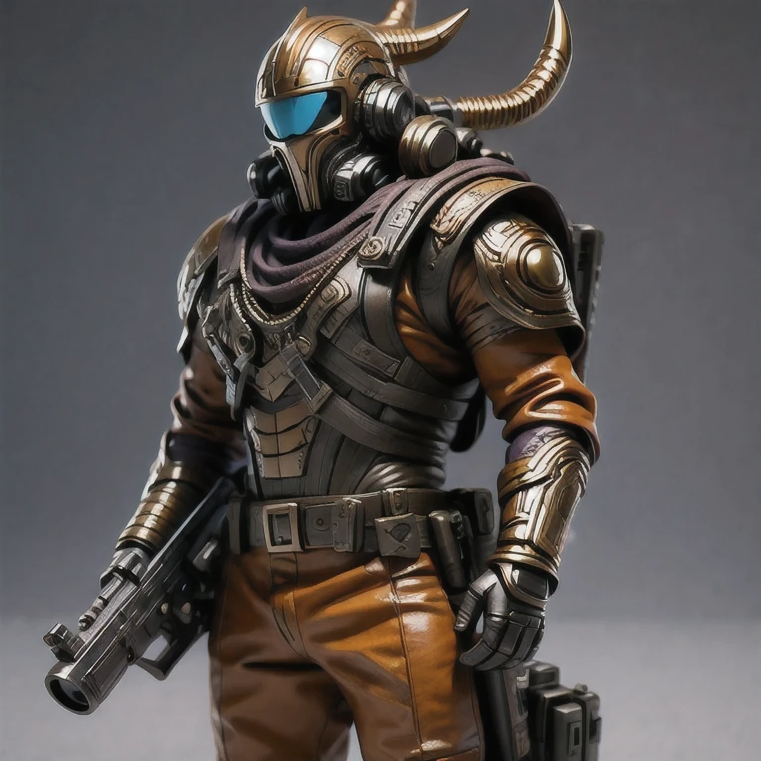 Close-up of a man toy holding a gun, Painted Action Figures, an aztec warrior, Art Station Masterpiece, Colored zbrush rendering, Warrior in sci-fi armor, Super detailed fantasy characters, Assembling, High-octane rendering, Drawing in Zrush, Dystopian Bounty Hunter, Highly detailed toys, very detailed character, ( Very detailed graphics )