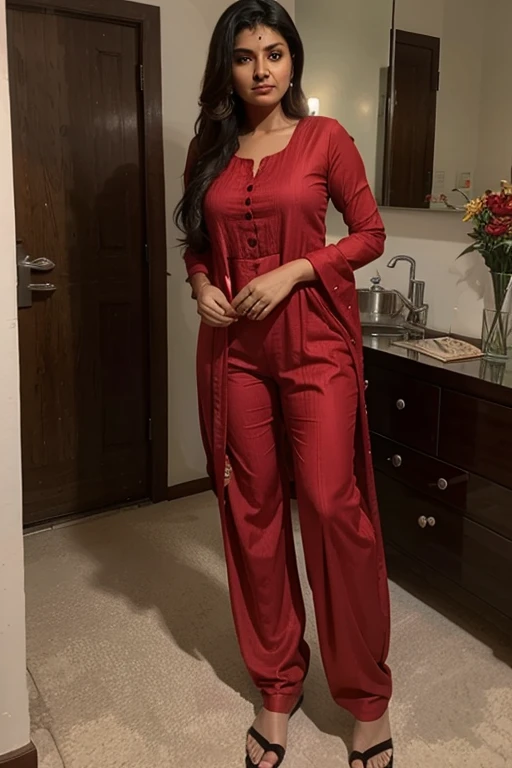 Indian hot mom in red salwar kameez 