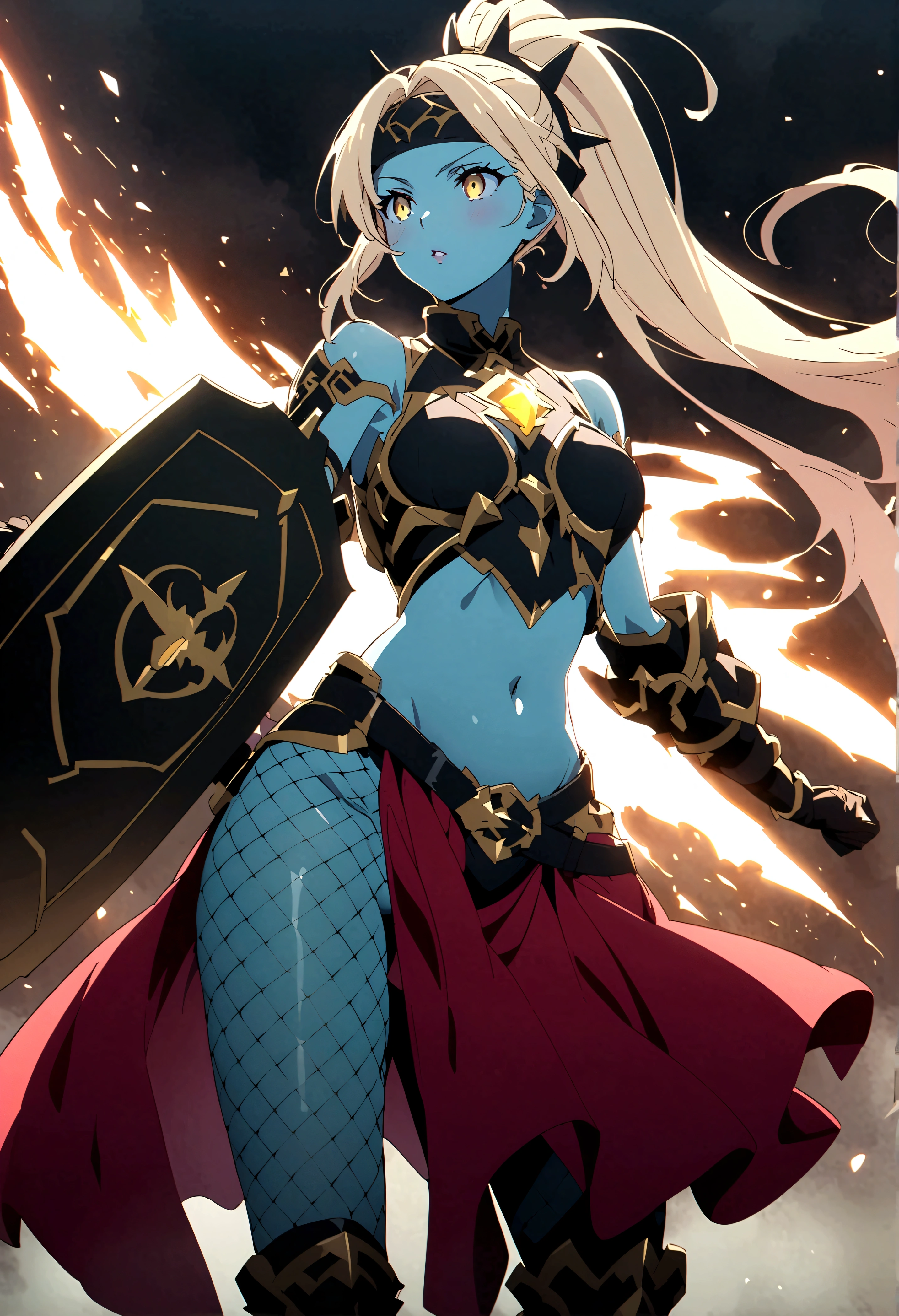 score_9、score_8_up、score_7_up、derpibooru_p_95、source_アニメ、Very aesthetic、Anime Screen Capture、Anime coloring、dawnbreaker、dawnbreaker \(dota 2\)、One girl、solo、Long Hair、chest、Staring at the audience、bangs、Blonde Hair、大きなchest、Simple Background、gloves、belly button、Hold in hand、Bare shoulders、gem、中くらいのchest、Close your mouth、Are standing、whole body、Yellow Eyes、ponytail、arms、White Hair、Thighs、boots、開いたlips、Different costumes、黒いgloves、belt、artist name、signature、指なしgloves、Gray background、armsを持つ、armor、公式のDifferent costumes、lips、Gradation、Gradationの背景、Clothing cutouts、Bodysuitask、Shadow、Shine、Colored skin、headgear、watermark、太いThighs、Helmet、Cane、Black Background、肩armor、Gauntlet、Fishnet tights、Clenched hands、Revealing clothing、Shine目、Web address、Pelvic curtains、spike、Wide hips、Backlight、Contrapposto、Shoulder rest、shield、chest当て、Cane、装甲boots、ax、White eyes、Grey Skin、No pupil、hammer、Waist wrap、Forehead protector、Power Armor、axを持っている、黒いlips、hammerを持っている、Mace、金のarmor、戦ax