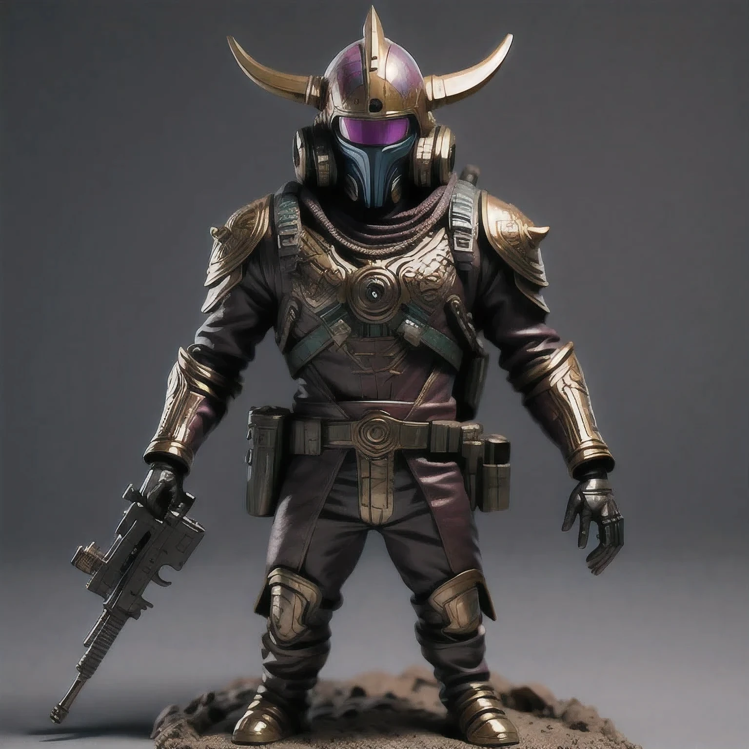 (((Dancing in the Rain)))Close-up of a man toy holding a gun, Painted Action Figures, an aztec warrior, Art Station Masterpiece, Colored zbrush rendering, Warrior in sci-fi armor, Super detailed fantasy characters, Assembling, High-octane rendering, Drawing in Zrush, Dystopian Bounty Hunter, Highly detailed toys, very detailed character, ( Very detailed graphics )