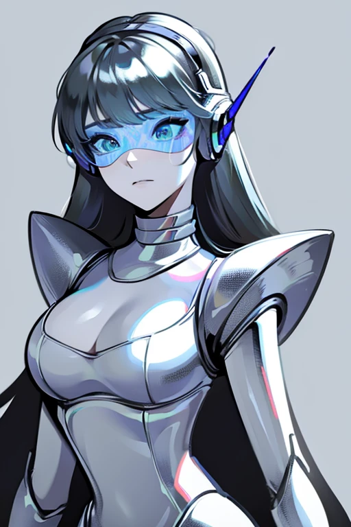 empty eyes,robotized woman ,big bust,Robot Joint ,metal skin