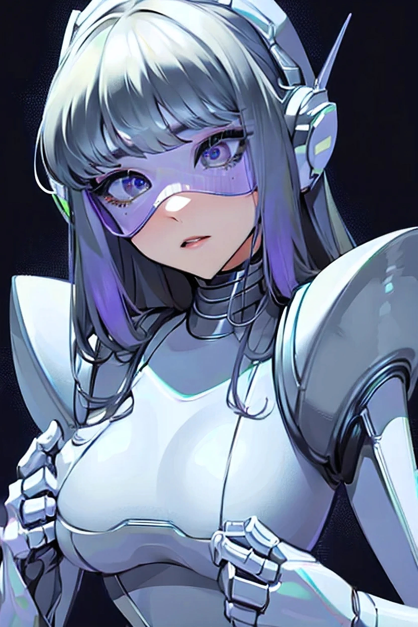 empty eyes,robotized woman ,big bust,Robot Joint ,Metal skin,dress,android,Robot Suit