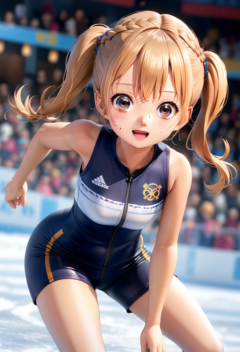 Highest quality、High resolution、Detailed Background、(Beautiful face in every detail:1.4)、Anatomically correct、(Detailed facial expressions)、(fine grain:1.2), shoot from below:1.5, Teenage Beauty、Cute hair color、Braided Ponytail、Braided bob cut、Braided twin tails、Lower grade primary school students, Speed skater, Beautiful forward leaning form, (one piece、turtleneck、No sleeve:1.5、Full Body Tights、Old-fashioned, plain skates)、Perfect body line、 (Desperately slipping away on the ice:1.5、Sprinting:1.5)、(I have tears in my eyes:1.5、Screaming and looking like she's about to cry)、Extreme Speed、in the forest、lake、Flowing Scenery