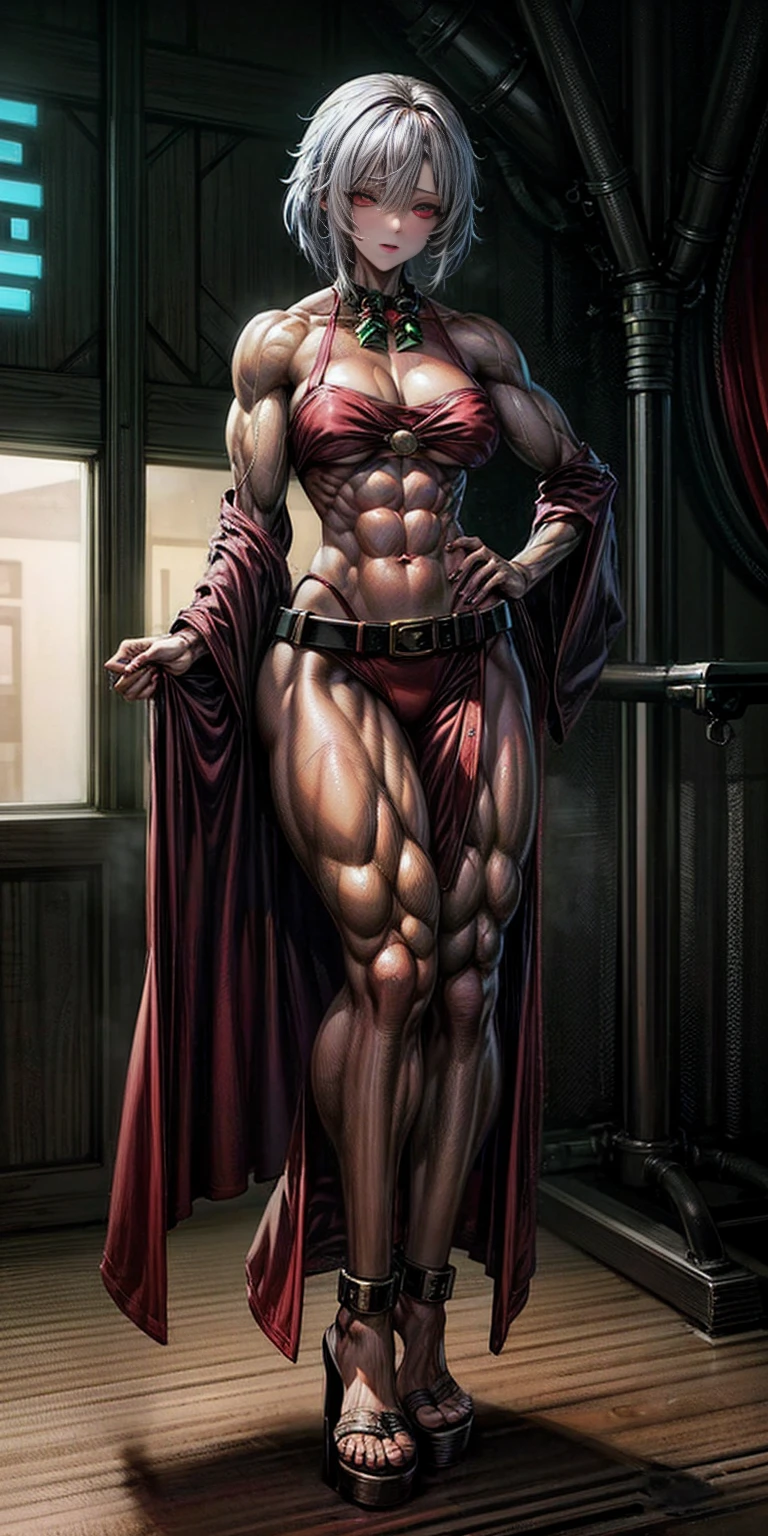 (((1 girl))), (Cassia Orsellio), (short white hair), (Red eyes), , (((wearing a sexy Santa suit))), (Full body view), (in the motel room), (((slender, muscular legs))), thin waist, Stomach Muscles, big ass, (((Full body photo))), black high heel shoes, (standing with one eye closed and showing her very sensual tongue), (((very sensual expression))), (HDR), eye reflection, extended eyes, extended eyes, moody, cheered up, minimalism, cheered up style, ray tracing, cinematic lighting, cinematic lighting, shine, shine, jpeg artifacts, bright light, rays of god, ray tracing, drop shadow, panorama, Sony FE, from behind, below, below, UHD, piece of teacher, necessary, necessary, anatomically correct, super detail, high quality , Best Quality , very high, 16k