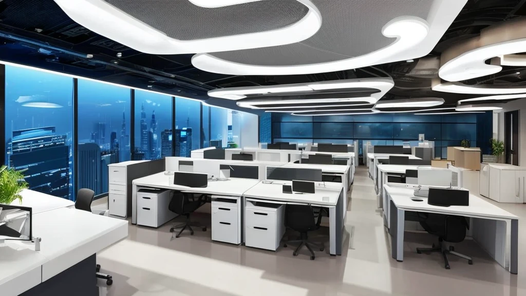 A background photo of futuristic office in the space 