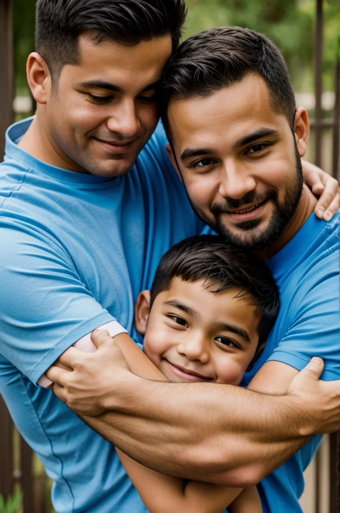Dad and son hugging