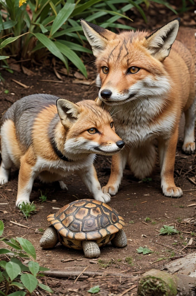 Torrtoise with fox