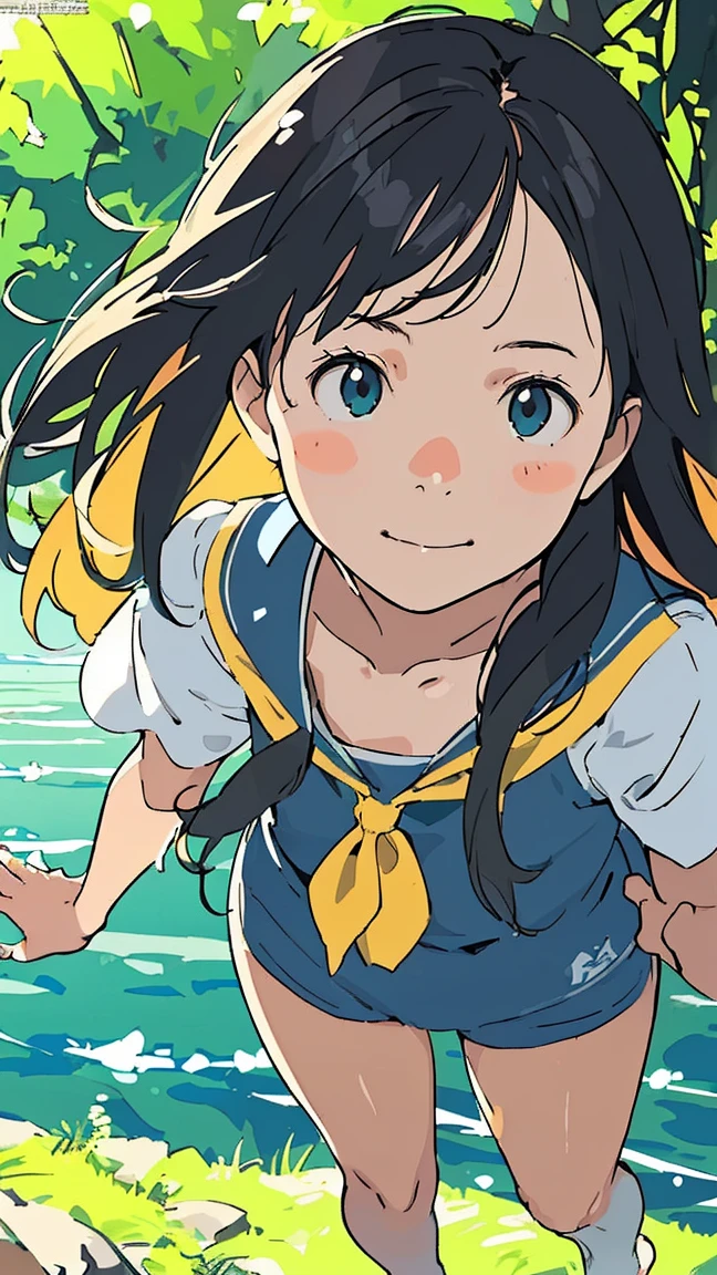 ((High school girl in uniform)), Clear lines, High Sharpness, (Highest quality,8K,Perfect sharpness,Ultra-fine,High resolution,masterpiece:1.2), Perfect Anatomy:1.5, Official Art, Illustrations that tell a story, (Whitish background:0. 9）、Body Positivity、Diverse physical expressions、(Random and strange poses)）、Perfect beauty、Perfect beautiful face、(非常にStrong winds)、Rich expressiveness、Dynamic configuration、Golden ratio composition、colorful、（(color々Different angles and perspectives)）、Anime Drawings、（(Overcoming stereotypes)）、 Glowing Skin、（natureの美）、bangs、Medium Hair、(緑colorの髪の毛:1.5)、（Soft and flowing hair）、（Permed hair）、（(Nostalgic atmosphere)）、（(Playful and easygoing)）、（diverse characters）、（(Graceful posture)）、（Sunny atmosphere）、（vivid color）、Shorts、Brown Hair、A light smile、 ((Emotional))、bangs、natureな反応、Summer clothing、(Braided hair)、Show off your thighs、Strong winds、hilarious pose、(Country Road)、Outdoor、nature、(Angle from below)、{{Small boat tide}}, {Daylight Saving Time Rendering}, 輝く空colorの瞳, Long blonde hair, Medium Chest, Blue one piece swimsuit, Expose your shoulders, barefoot, School Swimsuit, Inside the shell, (上面shape:1.2),(A face waiting for a kiss:1.3), (blush:1.5), One Girl, alone,so beautiful, Highest quality, Great quality, curated, shape, Very detailed, Anime Coloring,close up face BREAK Very detailed, Official Art
