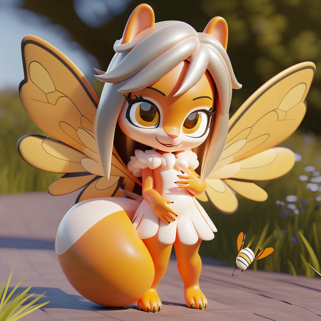 squirrel with bee wings in adorable 3d character art style