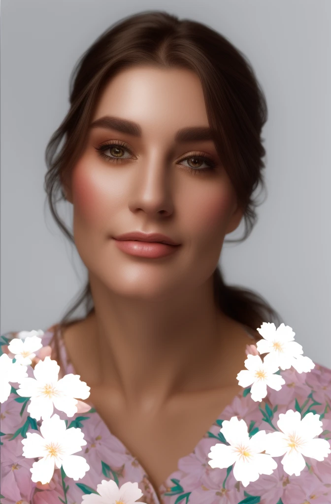 There is a woman in a flowery shirt while posing for a photo, detailed colorized portrait, realistic restored face, colorized portrait, detailed portrayal, digitally painted, digitl art. @mariomaniacdude, # 1 digitalpainting de todos os tempos, #1 digitalpainting de todos os tempos, true-to-life portrayal, realistic detailed face portrait, digitalpainting, digital paining