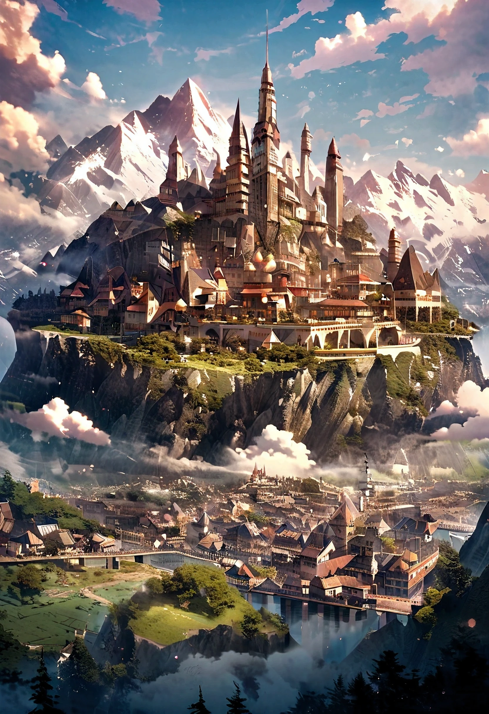 Big developed city with advance technology located around a mysterious mountain