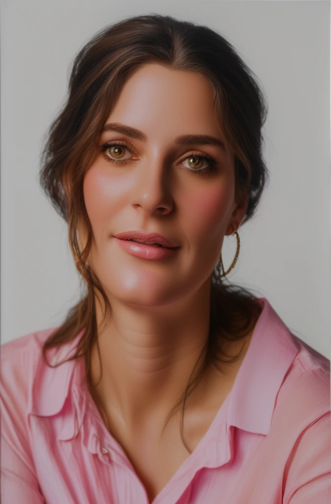 framed portrait of a woman in a pink shirt and white background, detailed colorized portrait, realistic restored face, colorized portrait, detailed portrayal, digitally painted, a colorful photo, true-to-life portrayal, 30-year-old woman from cuba, colorful photo, real life portrait, realistic studio portrait, restored color, realistic female portrait, close-up portrait rendering