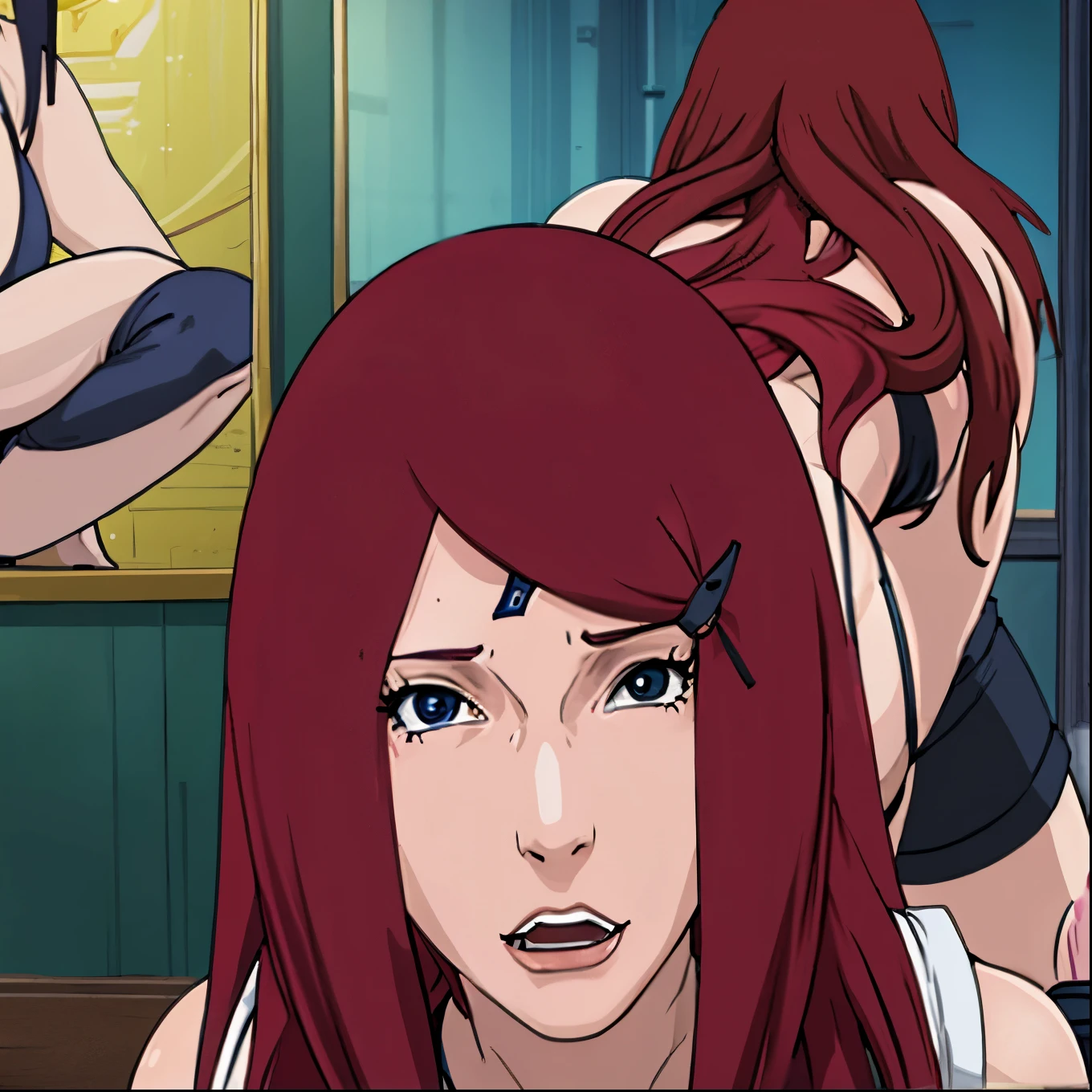 Redhead Kushina having sex with sasuke uchiha ,milf ,standing sex ,perfect face 