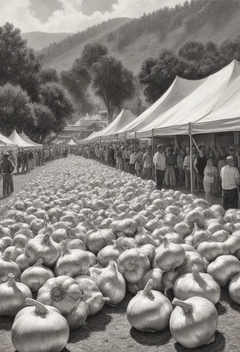 Gilroy Garlic Festival, California, Charcoal drawing