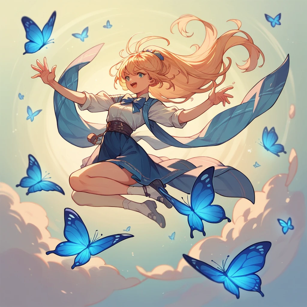Countless blue butterflies flying in the air