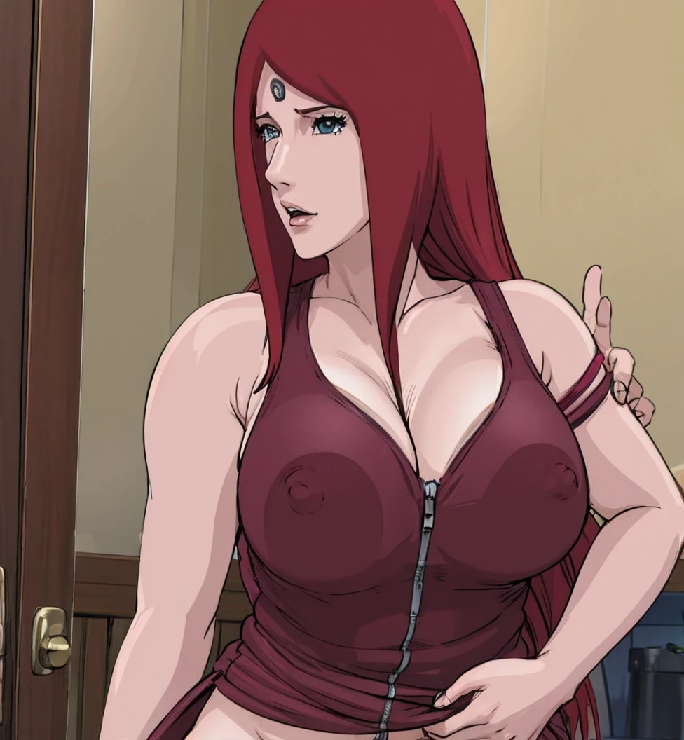 Redhead Kushina having sex with naruto ,milf ,standing sex ,perfect face