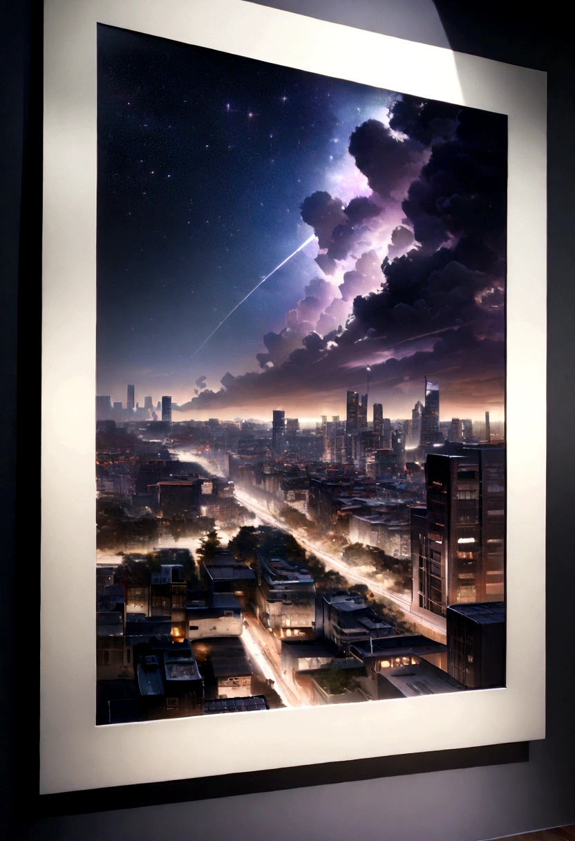 Starry sky and skyscrapers
(Highest quality,4K,8K,High resolution,masterpiece:1.2),Super detailed,(Realistic,photoRealistic,photo-Realistic:1.37),High resolution,超High resolution,Studio Lighting,very,Peaceful and calm,Quiet atmosphere,Soft moonlight,Calm,A lush rooftop garden with colorful flowers,A gentle breeze gently sways the plants,Fresh night air,The faint sounds of the city below,Deep purple hues in the night sky,Sparkling stars scattered across a dark canvas,A glimmer of light from a distant building,Reflection of the moon on the surface of a building,A subtle shadow illuminated by the moonlight,CalmCalmカラーパレット,A fantastical and dreamy atmosphere